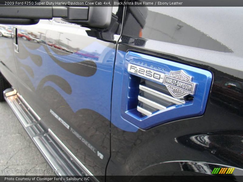 Black/Vista Blue Flame / Ebony Leather 2009 Ford F250 Super Duty Harley Davidson Crew Cab 4x4