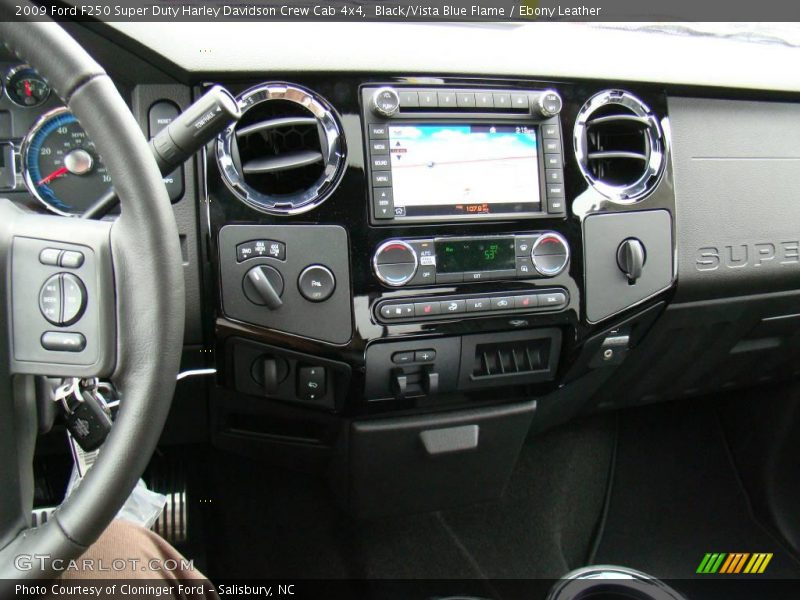 Black/Vista Blue Flame / Ebony Leather 2009 Ford F250 Super Duty Harley Davidson Crew Cab 4x4