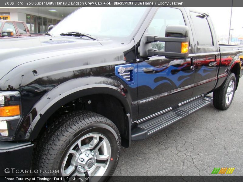 Black/Vista Blue Flame / Ebony Leather 2009 Ford F250 Super Duty Harley Davidson Crew Cab 4x4