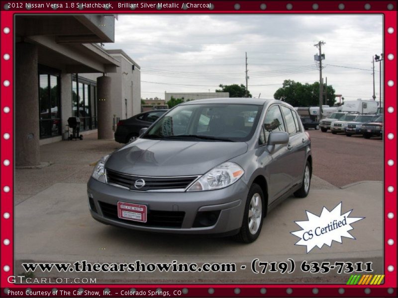Brilliant Silver Metallic / Charcoal 2012 Nissan Versa 1.8 S Hatchback