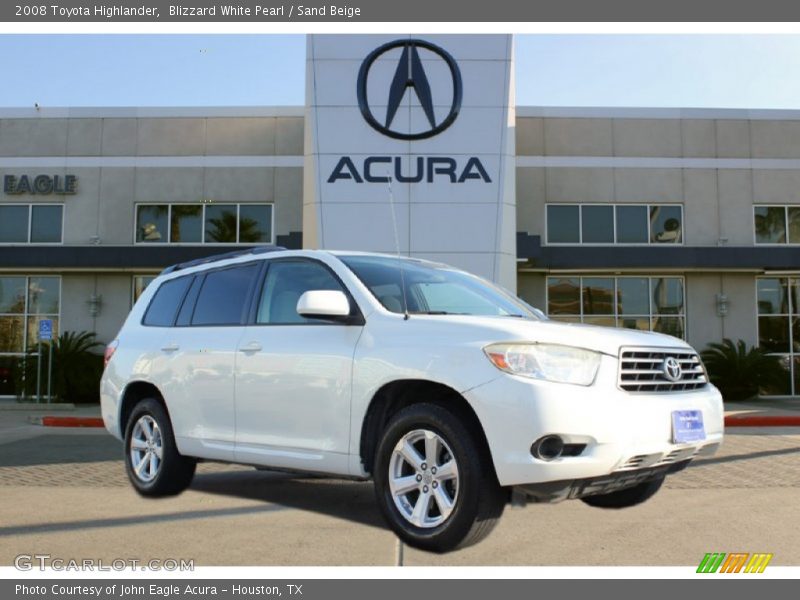 Blizzard White Pearl / Sand Beige 2008 Toyota Highlander