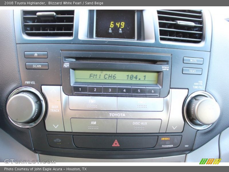 Blizzard White Pearl / Sand Beige 2008 Toyota Highlander