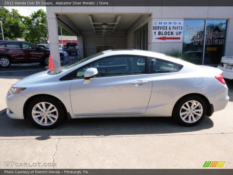 Alabaster Silver Metallic / Stone 2012 Honda Civic EX Coupe