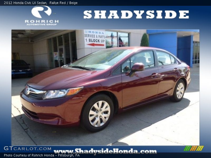 Rallye Red / Beige 2012 Honda Civic LX Sedan