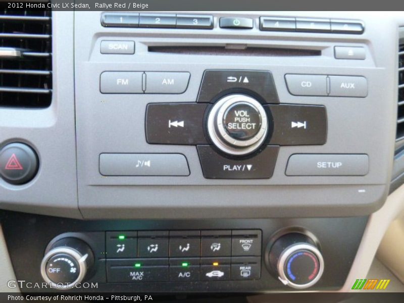 Rallye Red / Beige 2012 Honda Civic LX Sedan