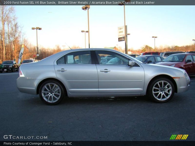 Brilliant Silver Metallic / Alcantara Blue Suede/Charcoal Black Leather 2009 Ford Fusion SEL V6 Blue Suede