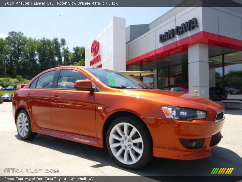 Rotor Glow Orange Metallic / Black 2010 Mitsubishi Lancer GTS