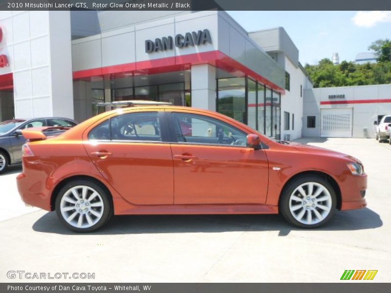 Rotor Glow Orange Metallic / Black 2010 Mitsubishi Lancer GTS