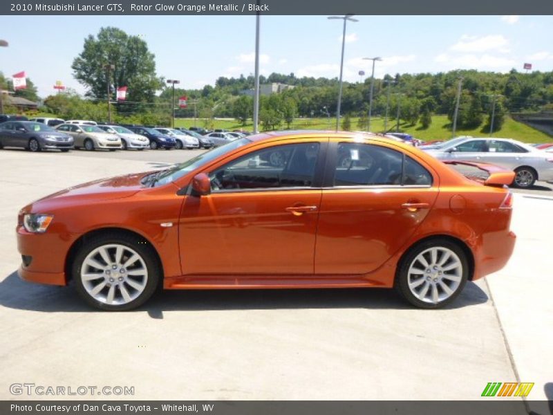 Rotor Glow Orange Metallic / Black 2010 Mitsubishi Lancer GTS