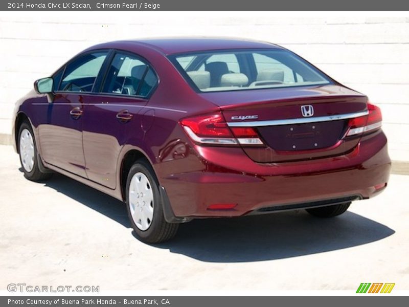 Crimson Pearl / Beige 2014 Honda Civic LX Sedan