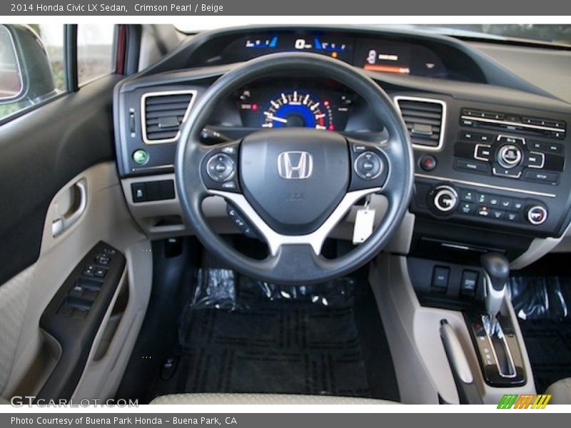 Crimson Pearl / Beige 2014 Honda Civic LX Sedan