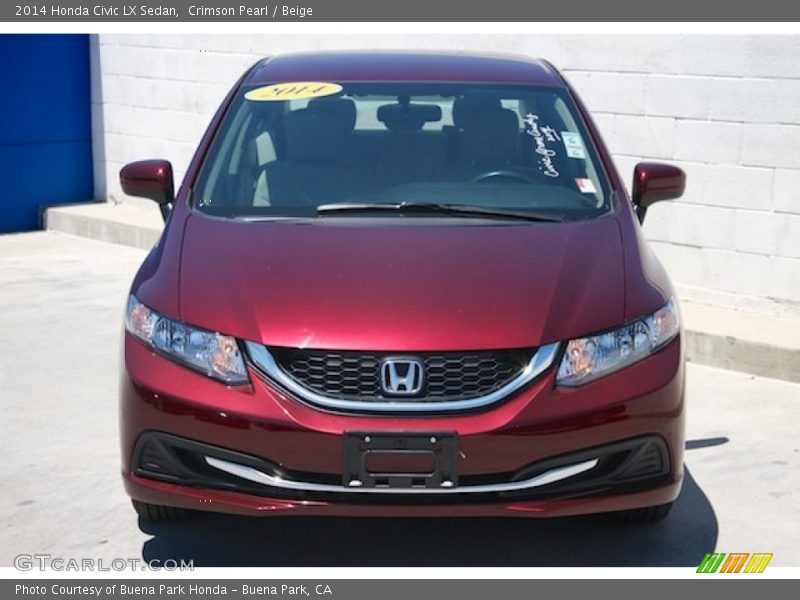 Crimson Pearl / Beige 2014 Honda Civic LX Sedan