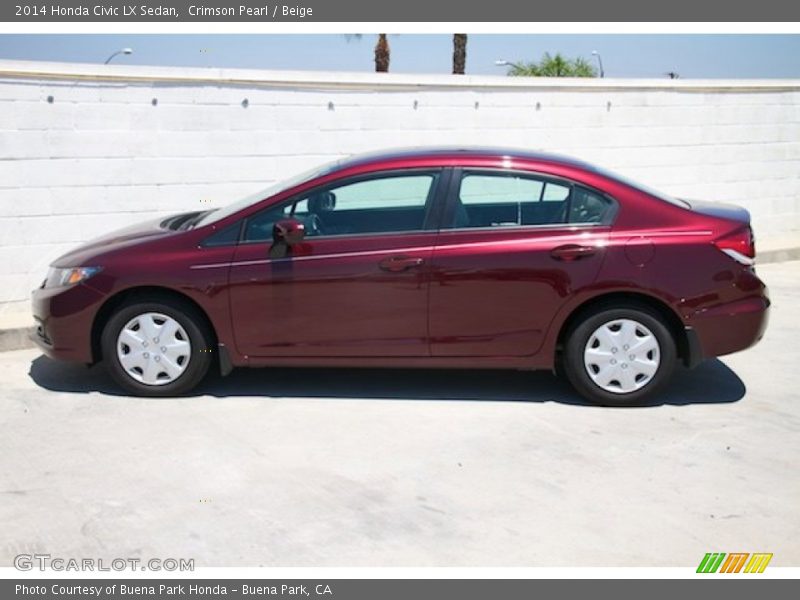 Crimson Pearl / Beige 2014 Honda Civic LX Sedan