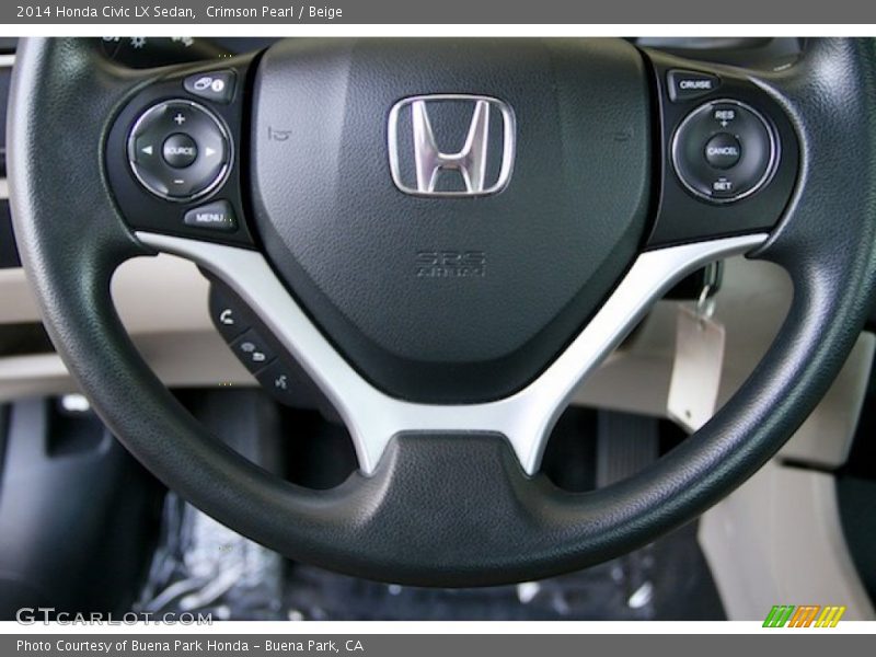 Crimson Pearl / Beige 2014 Honda Civic LX Sedan