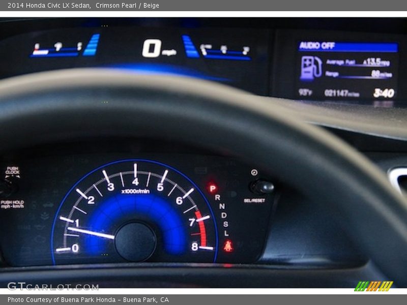 Crimson Pearl / Beige 2014 Honda Civic LX Sedan