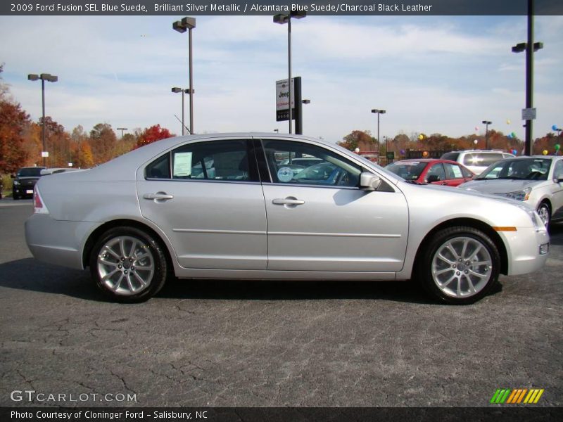 Brilliant Silver Metallic / Alcantara Blue Suede/Charcoal Black Leather 2009 Ford Fusion SEL Blue Suede