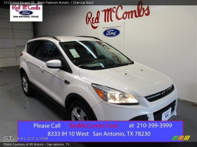White Platinum Metallic / Charcoal Black 2016 Ford Escape SE