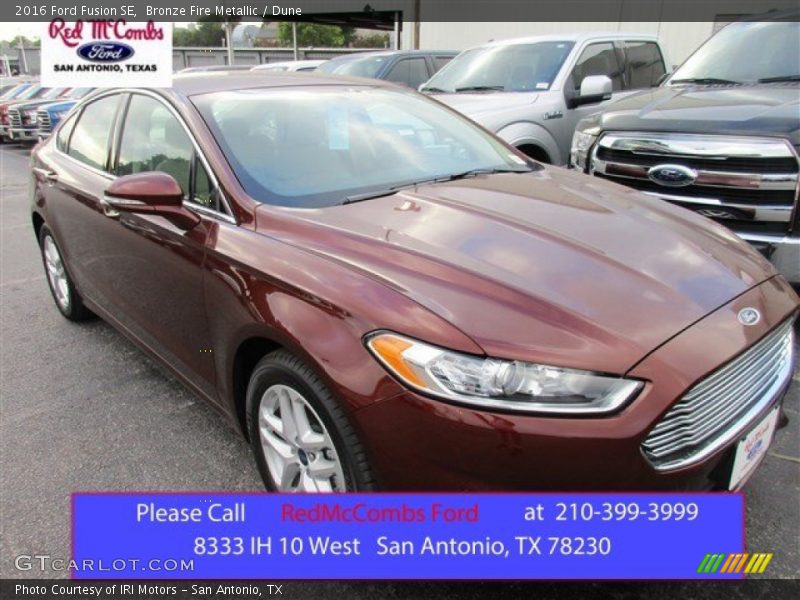 Bronze Fire Metallic / Dune 2016 Ford Fusion SE