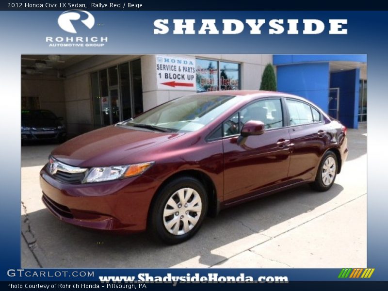Rallye Red / Beige 2012 Honda Civic LX Sedan