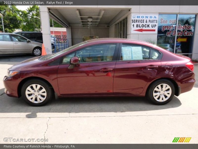 Rallye Red / Beige 2012 Honda Civic LX Sedan