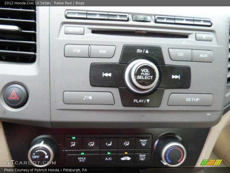 Rallye Red / Beige 2012 Honda Civic LX Sedan