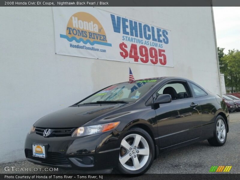 Nighthawk Black Pearl / Black 2008 Honda Civic EX Coupe