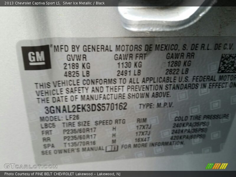 Silver Ice Metallic / Black 2013 Chevrolet Captiva Sport LS