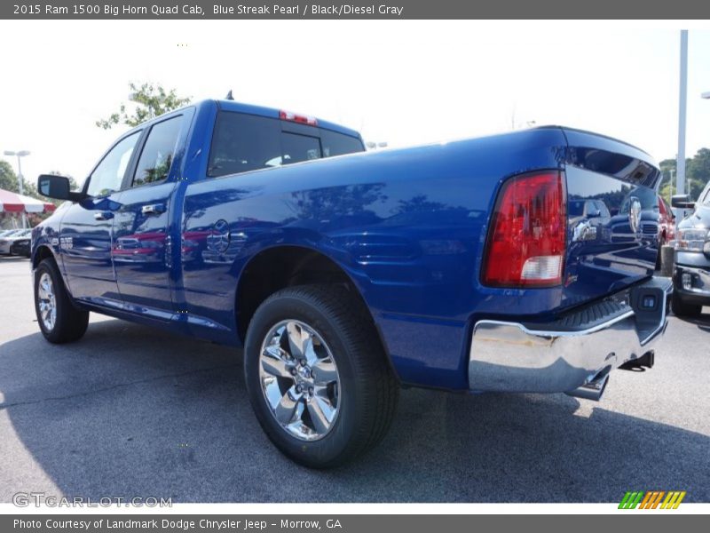 Blue Streak Pearl / Black/Diesel Gray 2015 Ram 1500 Big Horn Quad Cab