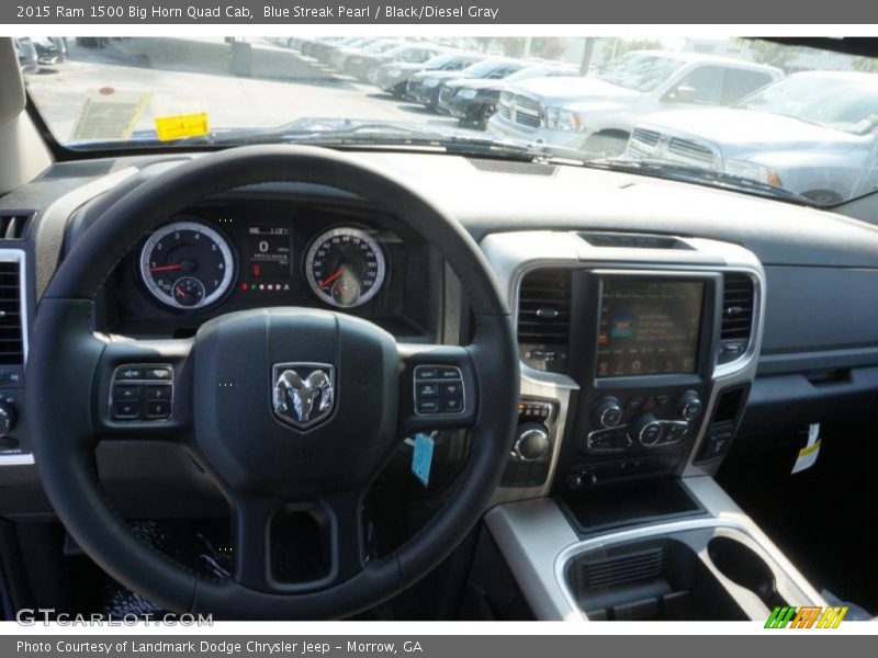 Blue Streak Pearl / Black/Diesel Gray 2015 Ram 1500 Big Horn Quad Cab