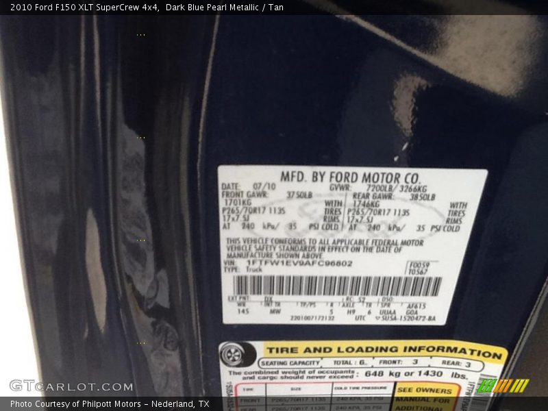 Dark Blue Pearl Metallic / Tan 2010 Ford F150 XLT SuperCrew 4x4