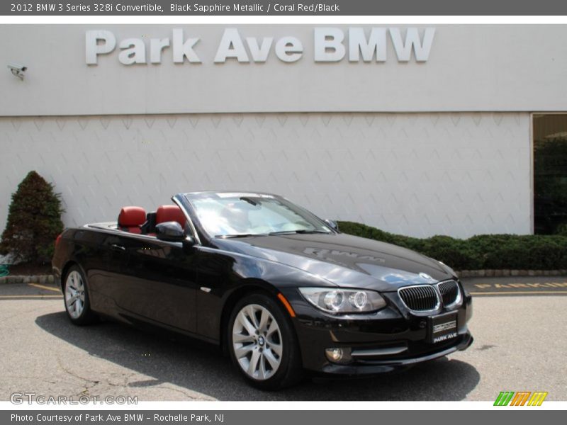 Black Sapphire Metallic / Coral Red/Black 2012 BMW 3 Series 328i Convertible