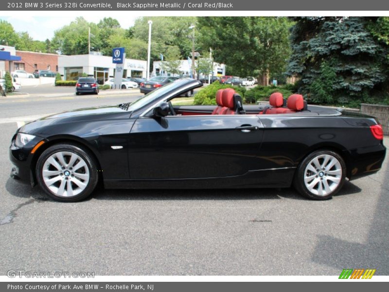 Black Sapphire Metallic / Coral Red/Black 2012 BMW 3 Series 328i Convertible