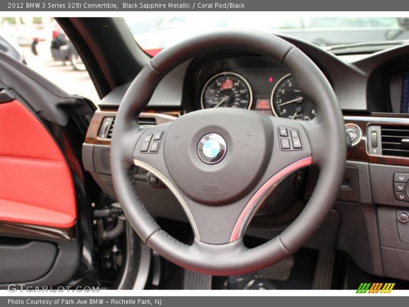 Black Sapphire Metallic / Coral Red/Black 2012 BMW 3 Series 328i Convertible