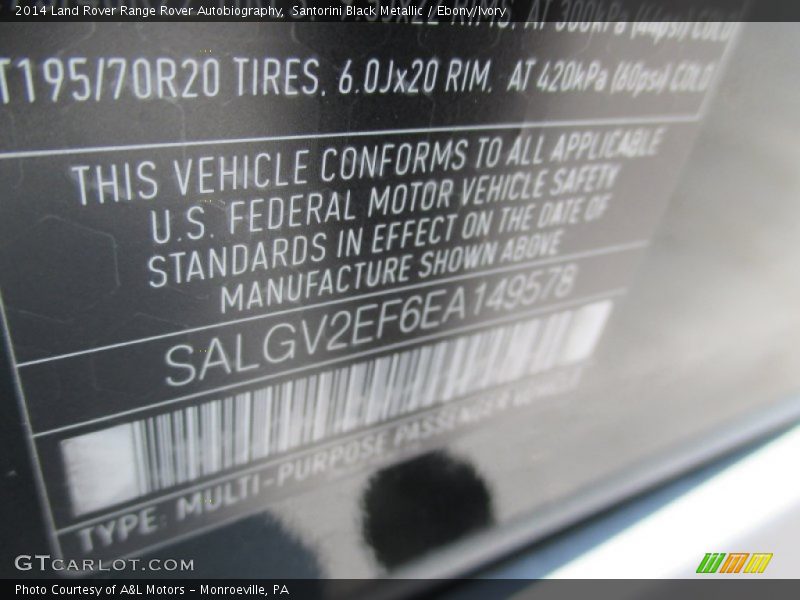 Santorini Black Metallic / Ebony/Ivory 2014 Land Rover Range Rover Autobiography