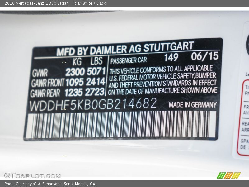 Polar White / Black 2016 Mercedes-Benz E 350 Sedan
