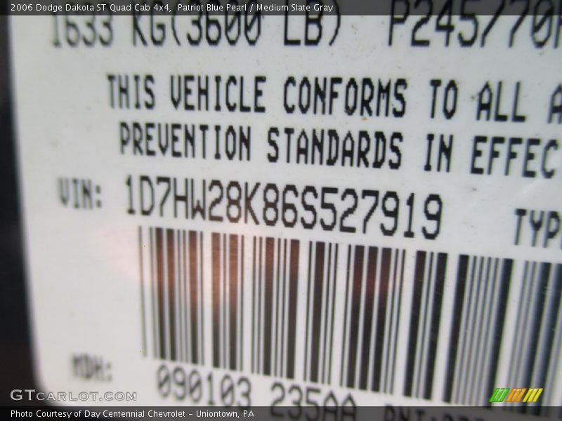 Patriot Blue Pearl / Medium Slate Gray 2006 Dodge Dakota ST Quad Cab 4x4