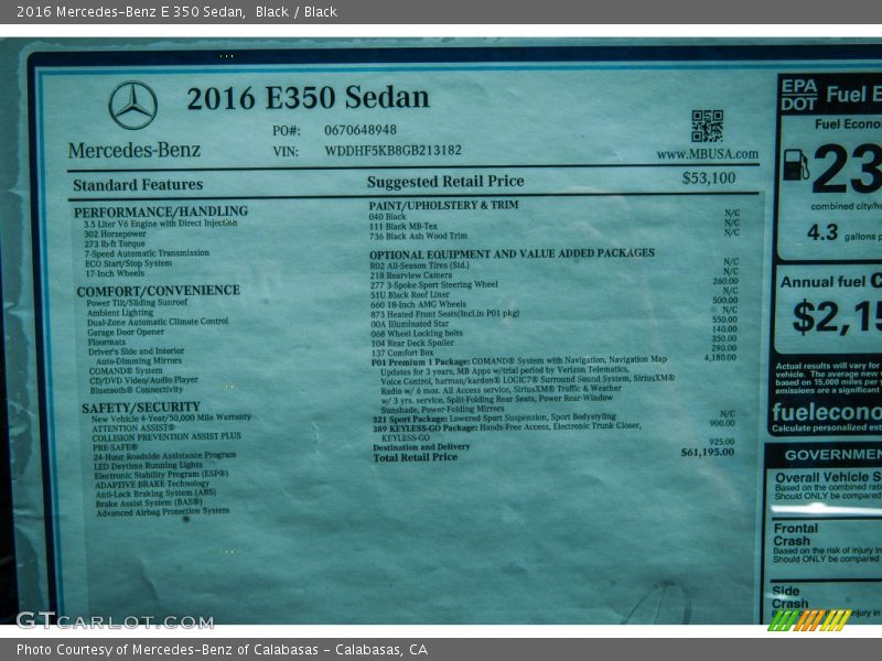 Black / Black 2016 Mercedes-Benz E 350 Sedan