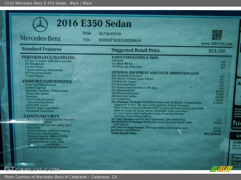 Black / Black 2016 Mercedes-Benz E 350 Sedan