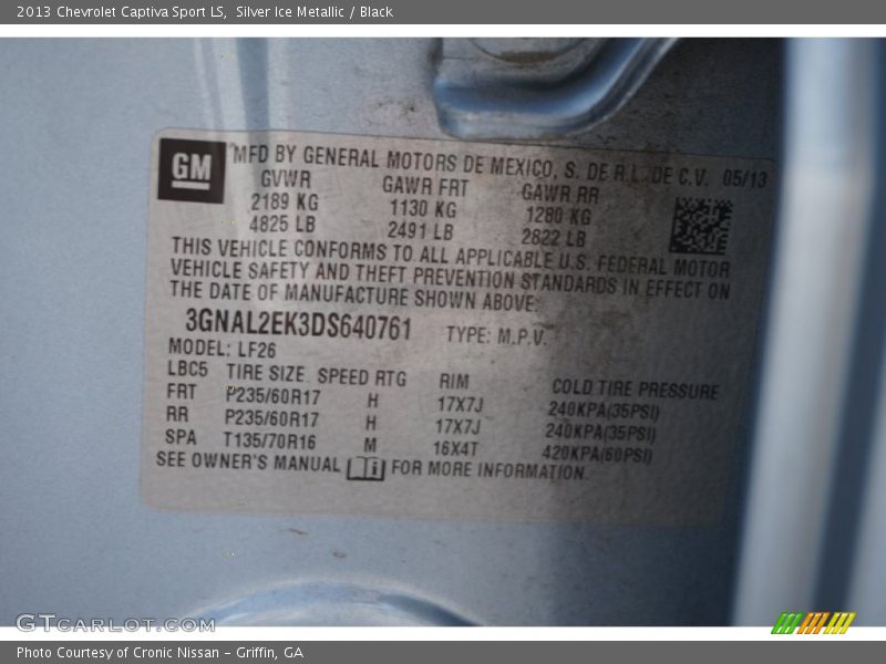 Silver Ice Metallic / Black 2013 Chevrolet Captiva Sport LS