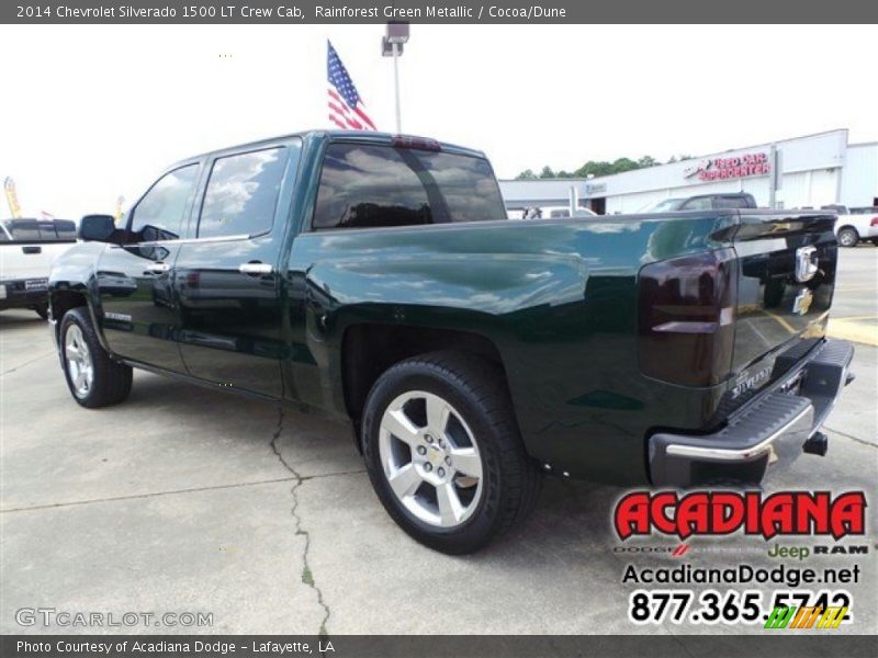 Rainforest Green Metallic / Cocoa/Dune 2014 Chevrolet Silverado 1500 LT Crew Cab