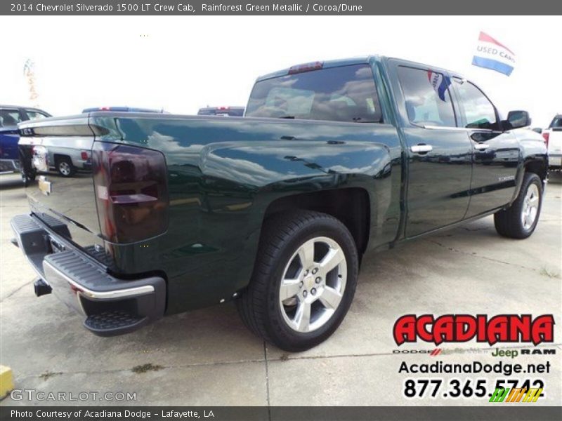 Rainforest Green Metallic / Cocoa/Dune 2014 Chevrolet Silverado 1500 LT Crew Cab