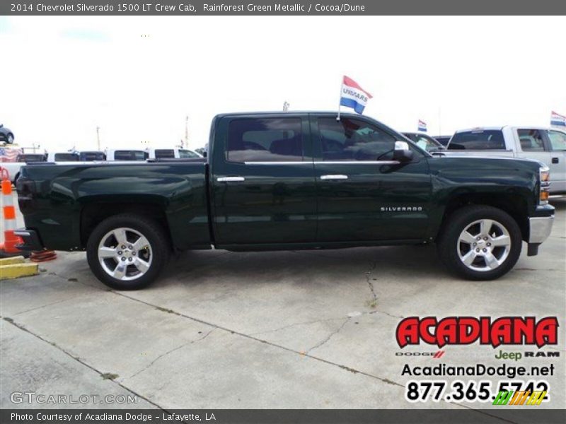Rainforest Green Metallic / Cocoa/Dune 2014 Chevrolet Silverado 1500 LT Crew Cab