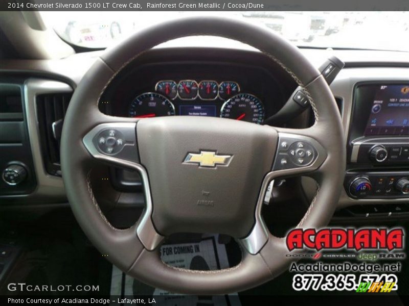 Rainforest Green Metallic / Cocoa/Dune 2014 Chevrolet Silverado 1500 LT Crew Cab