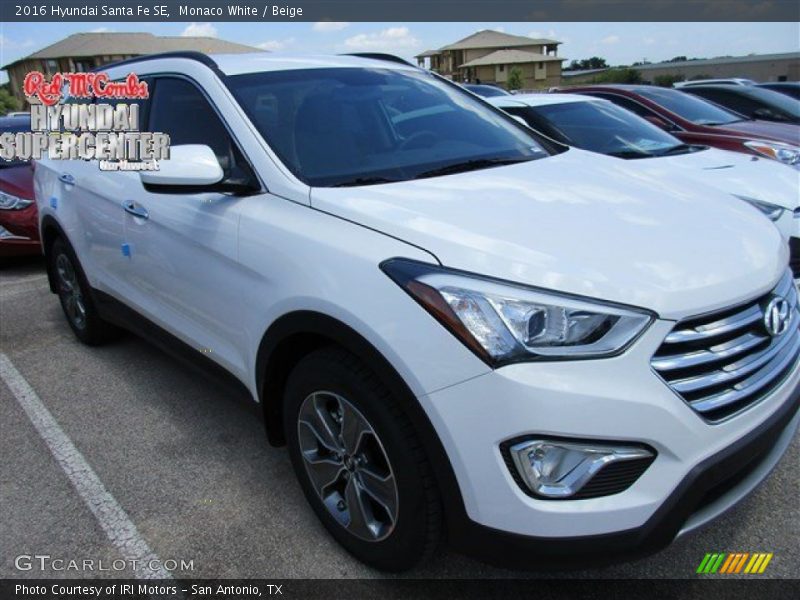 Monaco White / Beige 2016 Hyundai Santa Fe SE
