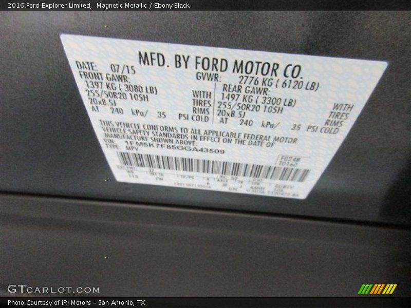 Magnetic Metallic / Ebony Black 2016 Ford Explorer Limited