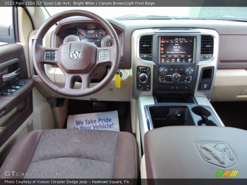 Bright White / Canyon Brown/Light Frost Beige 2013 Ram 1500 SLT Quad Cab 4x4