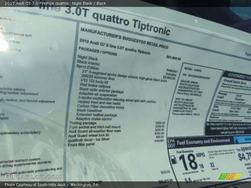 Night Black / Black 2015 Audi Q7 3.0 Prestige quattro
