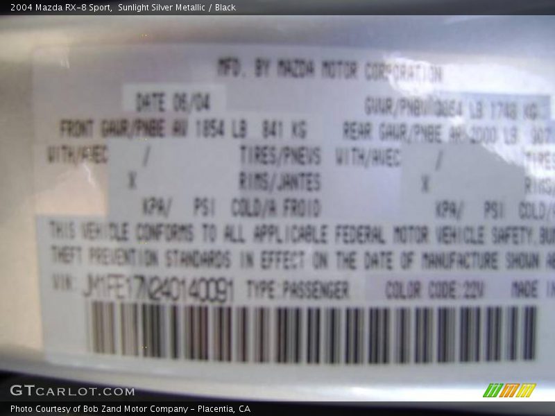 Sunlight Silver Metallic / Black 2004 Mazda RX-8 Sport