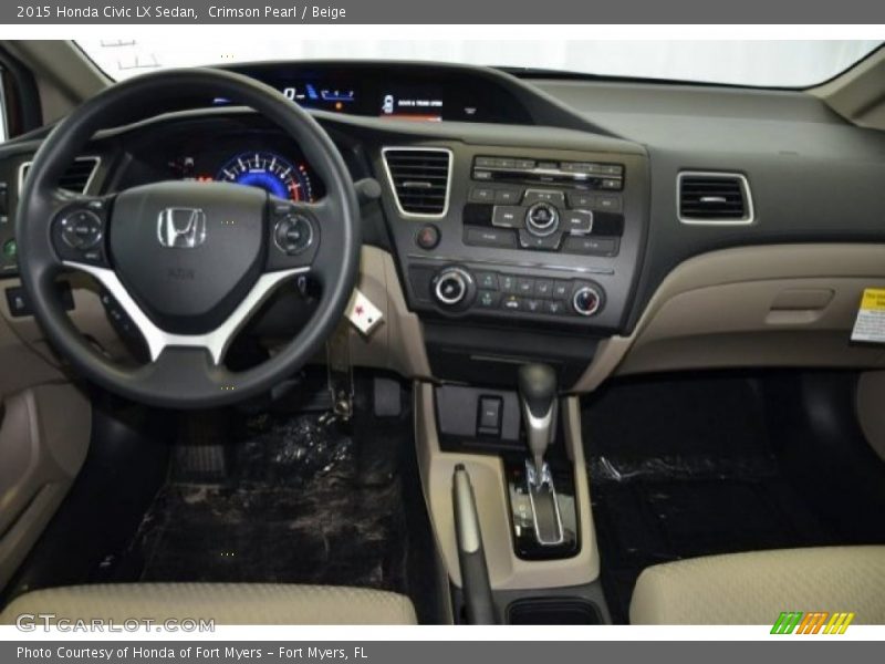 Crimson Pearl / Beige 2015 Honda Civic LX Sedan