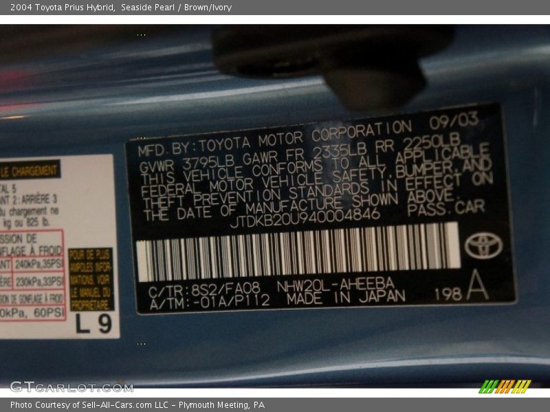 Seaside Pearl / Brown/Ivory 2004 Toyota Prius Hybrid